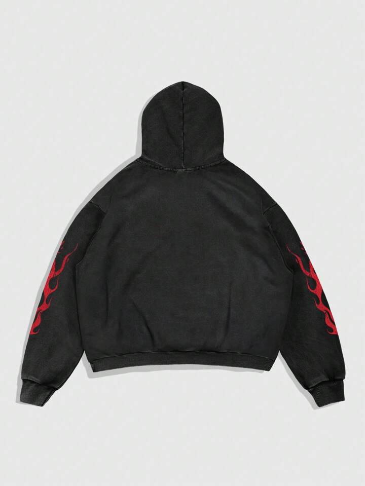 Street Life Casual Snowflake & Letter Print Hooded Sweatshirt