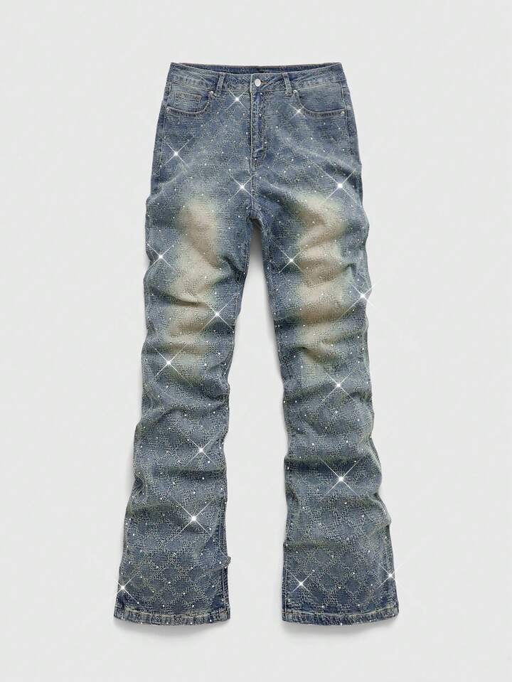 Street Life Men's Casual Fashion Distressed Flared Leg Jeans