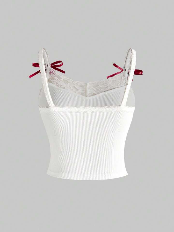 2pcs/Set Casual Kitten Print Lace Trim Camisole Top And Ruched Shorts Set For Women 8 2pcs/Set Casual Kitten Print Lace Trim Camisole Top And Ruched Shorts Set For Women