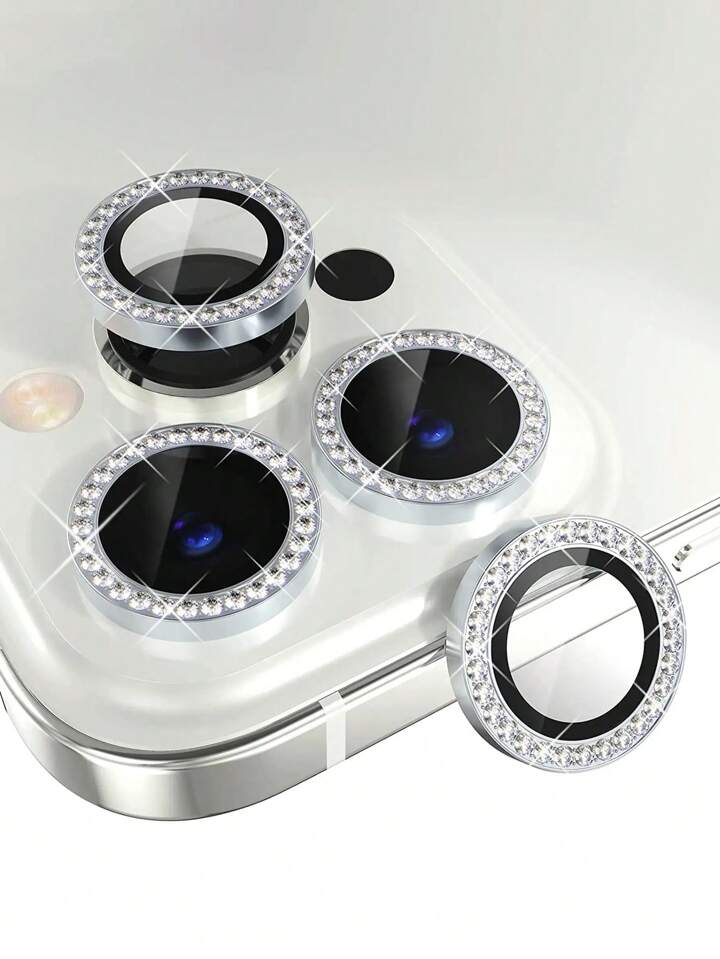 1 Set Of 3d Eagle Eye Rear View Lens Protective Film, Compatible With Apple Mobile Phone Lens Protective Film, Dot Rhinestone Shiny Rear Camera Film, Fashionable Mobile Phone Lens Film With Exquisite Packaging
