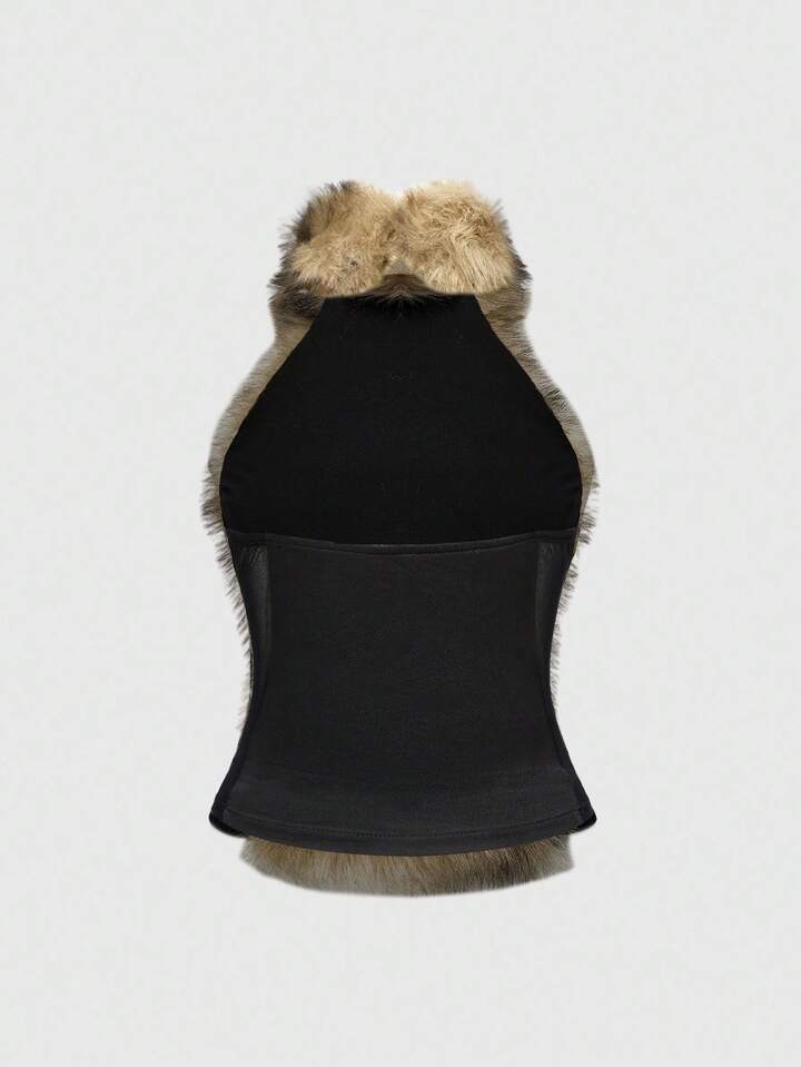 Grunge Punk Y2K Ombre Furry Patchwork Sheer Mesh Sexy Bodycon Camisole 2 Grunge Punk Y2K Ombre Furry Patchwork Sheer Mesh Sexy Bodycon Camisole
