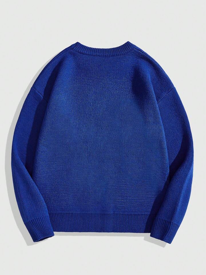 Street Life 1 Pc Men's Crew Neck Blue Pullover Sweater, Casual & Valentine's Day Design