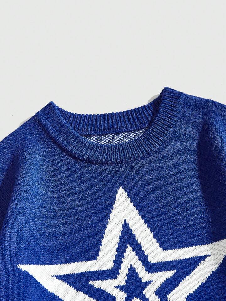 Street Life 1 Pc Men's Crew Neck Blue Pullover Sweater, Casual & Valentine's Day Design