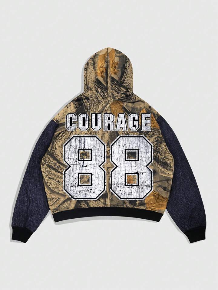 Street Life Men's Letter & Numeric Jersey Print Hoodie Pullover Sweatshirt