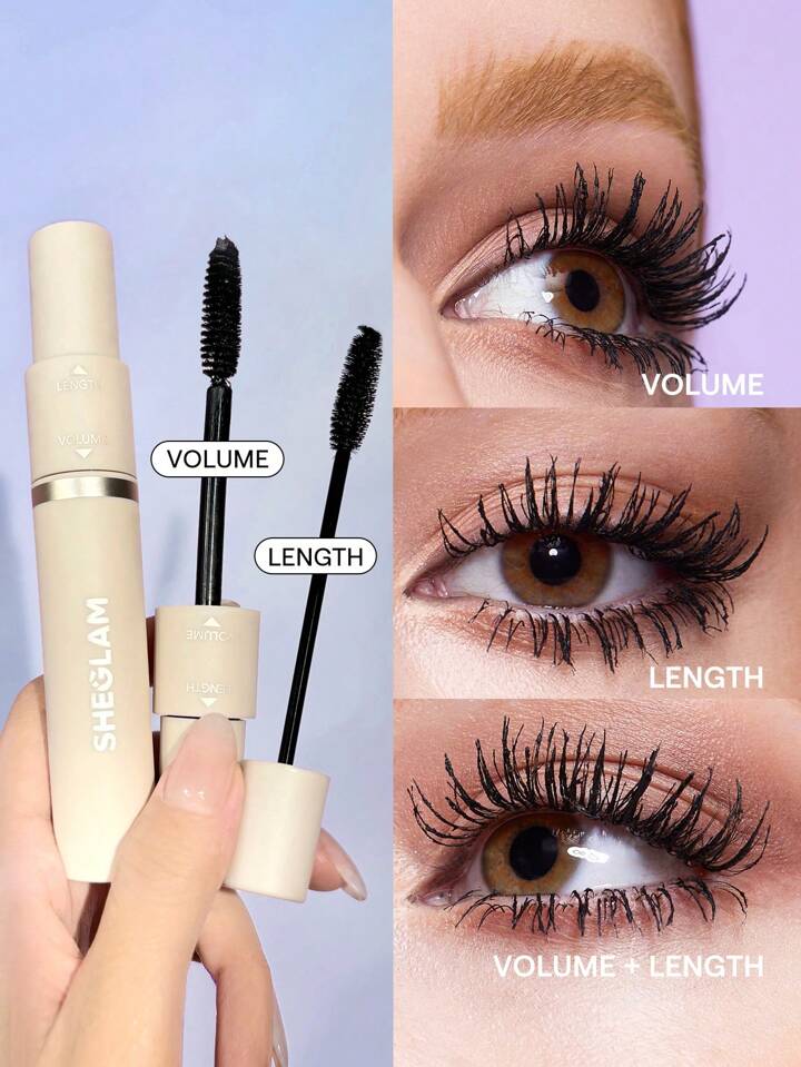 Lash Besties 2-In-1 Mascara Volumizing Double Head Brush Easy To Remove No Smudge Long-Lasting Define Thick Lengthening Volume Big Eyes Mascara Brand Beauty Makeup Face Paint Cosmetic For Women Girls Perfect For Winter Spring Ideal For Y2K Fancy Fashion Suitable For Birthday Gift Party Ready Best Color