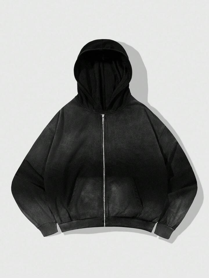 Casual Men's Loose Fit Zebra Print Zip-Up Hoodie