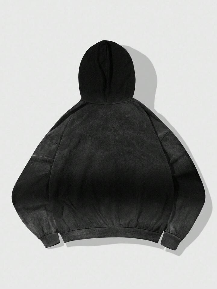 Casual Men's Loose Fit Zebra Print Zip-Up Hoodie