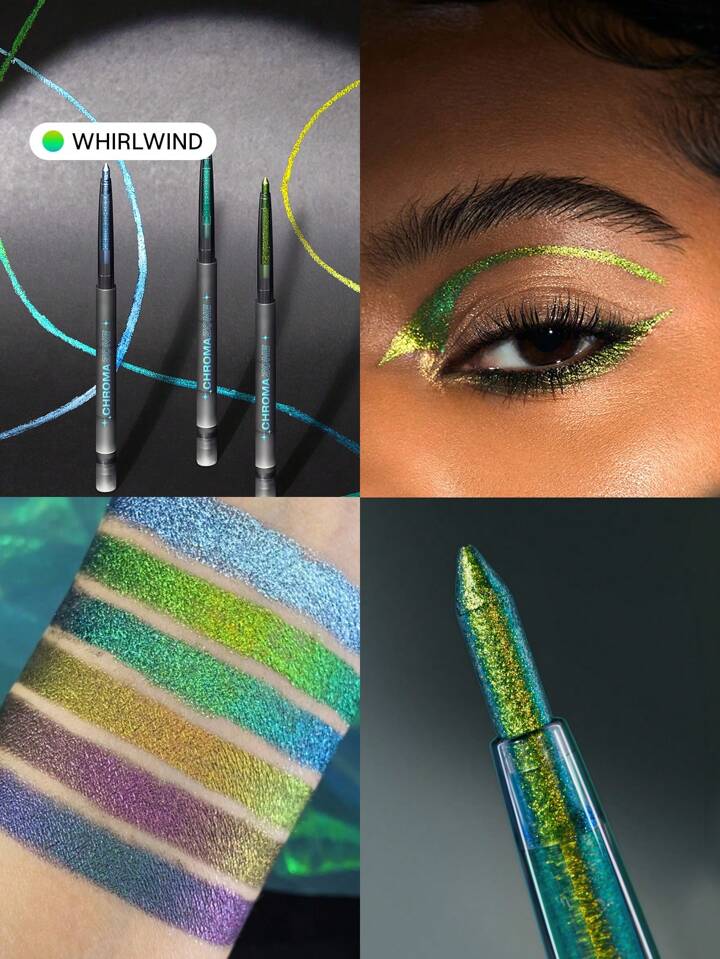 Chroma Zone Multichrome Gel Liner-Whirlwind 3 Colors Shiny Ultra Pigmented High Shine Finish Eyeliner Gel Waterproof And Sweat-Proof No Smudge Gold Yellow Multi-Use Smooth Liner Eyeliner Kohl,Kajal,Henna Brand Beauty Makeup Face Paint Cosmetic For Women Girls Perfect For Winter Spring Ideal For Y2K Fancy Fashion Suitable For Birthday Gift Party Ready Best Color