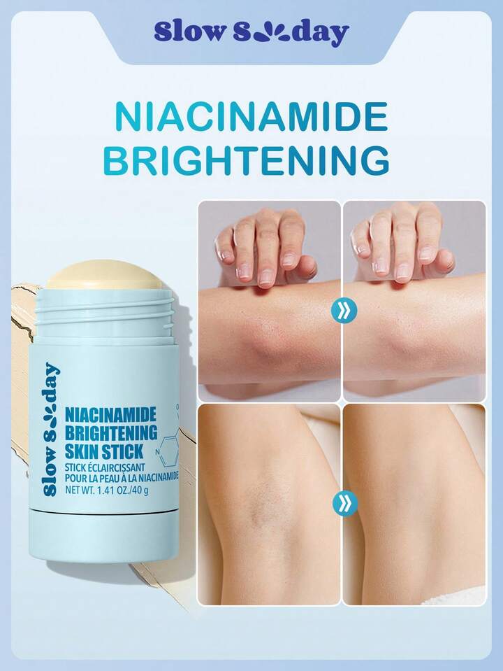 SlowSunday Niacinamide Brightening Skin Stick, With Vitamin C, Vitamin E & Niacinamide, Improve Dullness, Brightening, Smooth The Skin, Even Skin Tone, For The Underarms, Knees, Elbows & Bikini Line, Cozy Winter Styles, Suitable For Winter, Y2K, For Valentine's Day, Valentines Gift, Valentines Day Gift, Ideal For Party