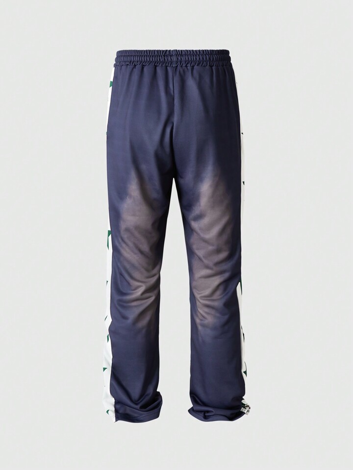 Street Life Men's Letter & Star Print Drawstring Waist Casual Washed Sweatpants