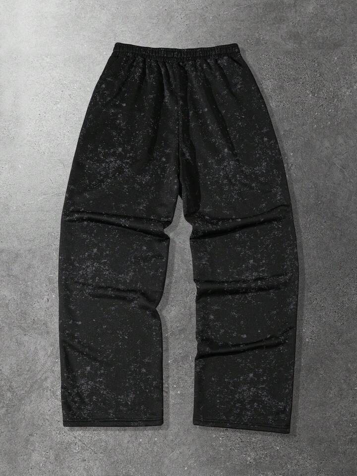Casual Loose Rhinestone Decor Drawstring Men Sweatpants