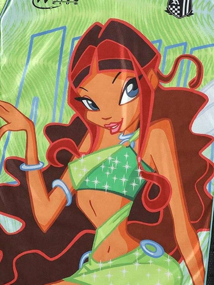 Winx Club X ROMWE Men's Anime Colorblock Figure Graphic Mesh Sports Short Sleeve T-Shirt, Athletic Jersey