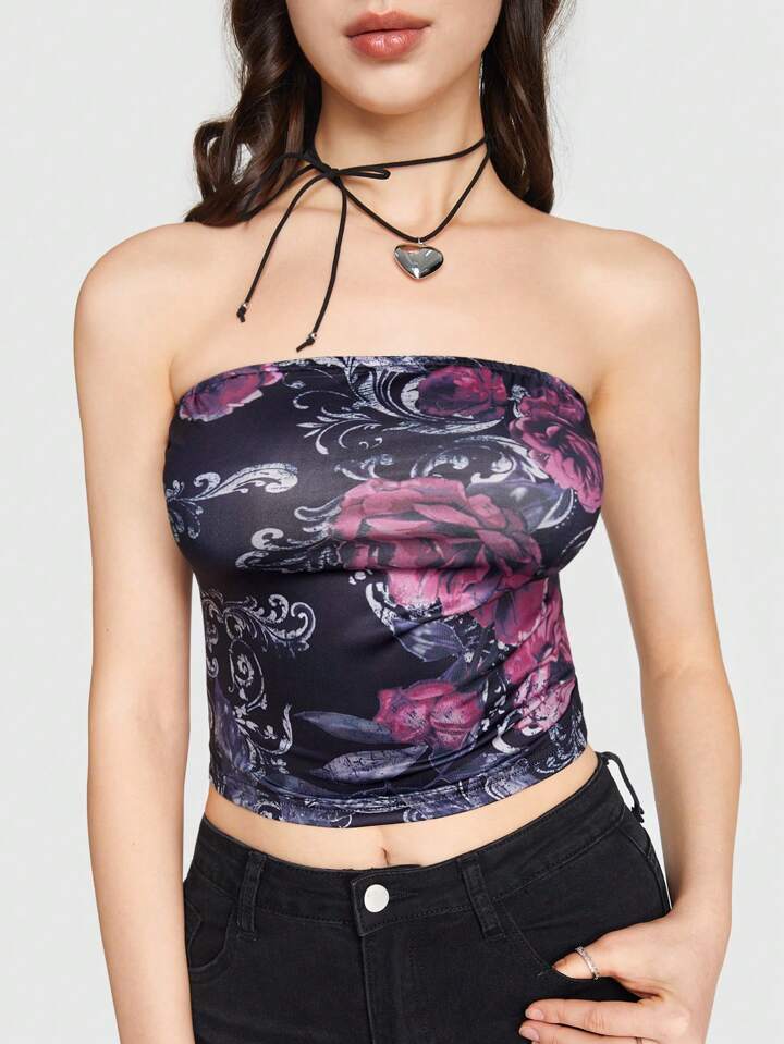 Sweetness Women's Floral Print Bandeau Top