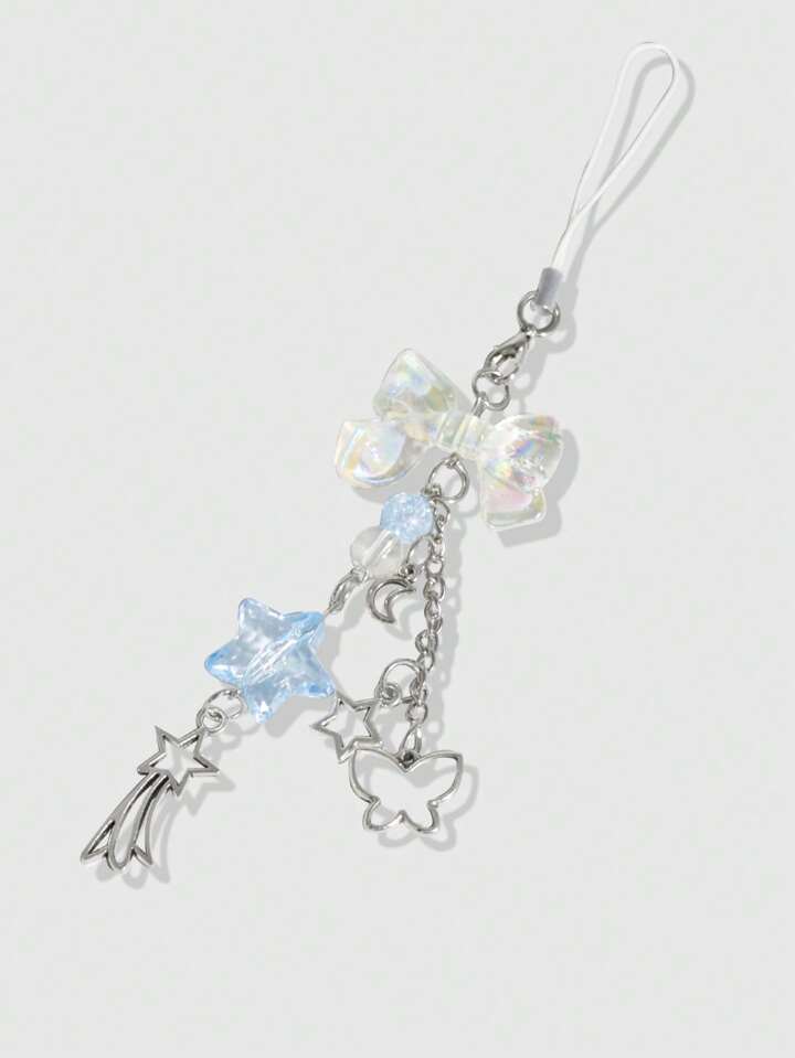 Kawaii 1pc Cute Blue Star Shaped Bowknot Mobile Phone/Luggage Pendant