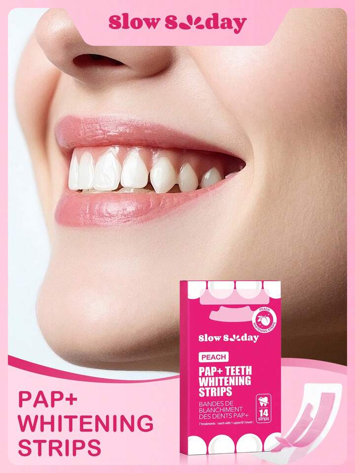 Slow Sunday PAP+ Teeth Whitening Strips, Get Rid Of  Smoke Stains, Coffee Stains, Tea Stains, Keep Your Mouth Clean And White,, Good Gift For Holiday, Party, Travel, Outdoor Activity, For Valentine'S Day, Valentines Gift, Suitable For Spring Personal Care
