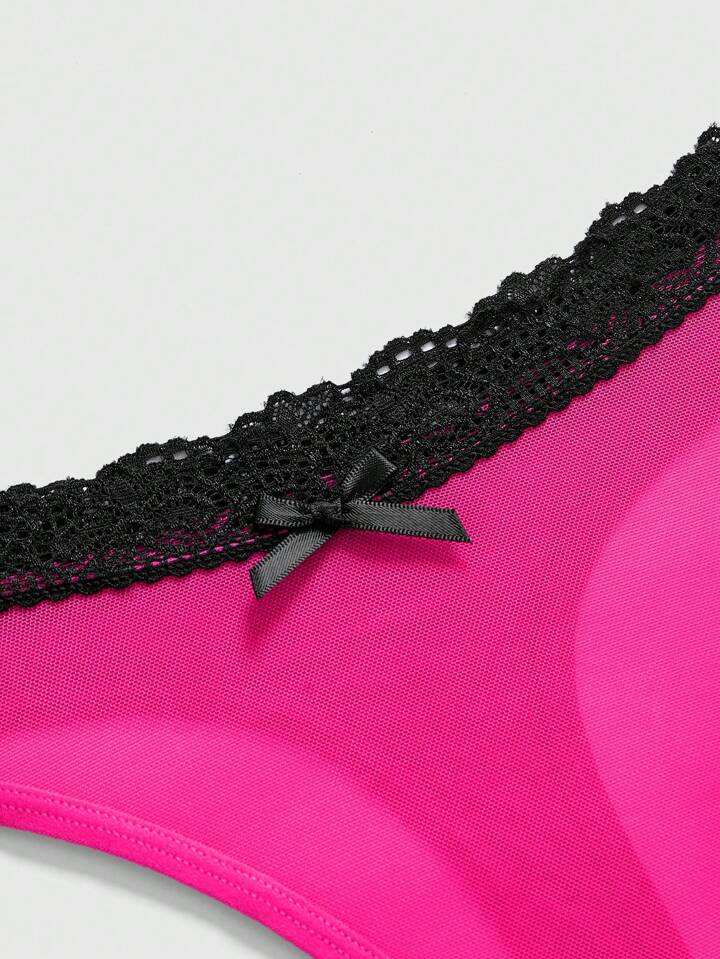 J-Fashion 3pcs/Pack Y2K Harajuku Style Leopard Lip Print Mesh & Lace Patchwork Women Thong Panties 4 J-Fashion 3pcs/Pack Y2K Harajuku Style Leopard Lip Print Mesh & Lace Patchwork Women Thong Panties