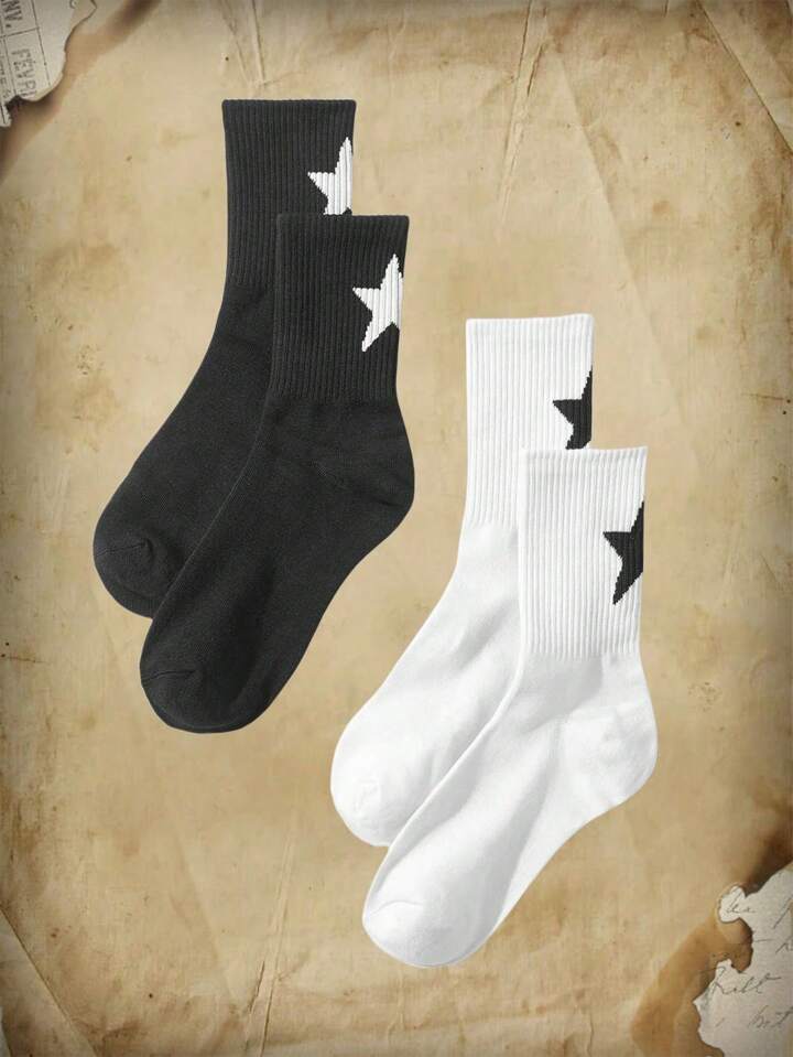 Academia 2pairs Women Star Pattern Crew Socks