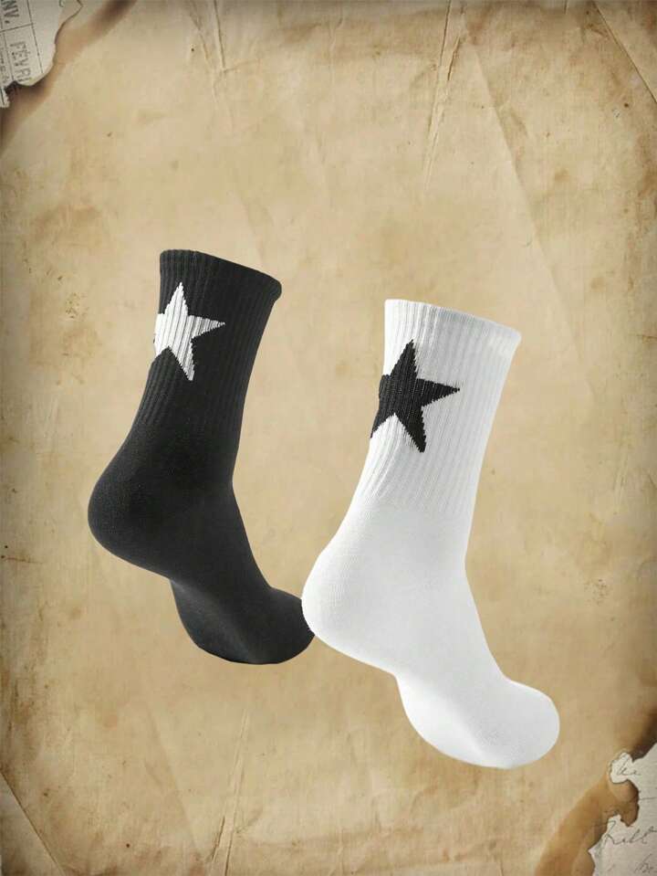 Academia 2pairs Women Star Pattern Crew Socks