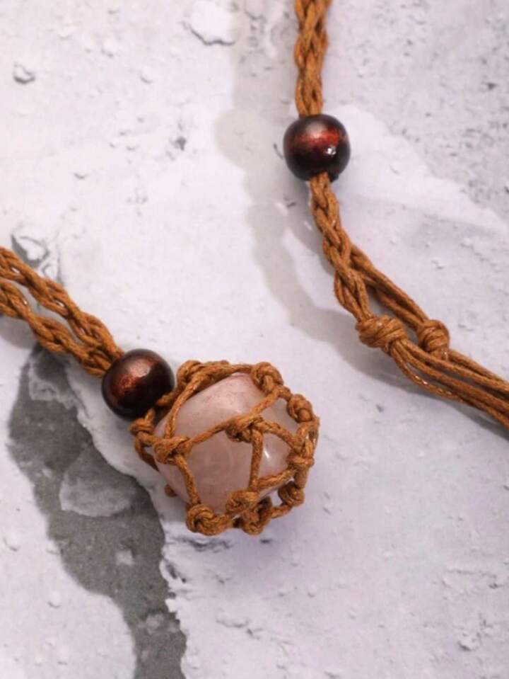 Fairycore 1pc Boho Random Color Stone Decor Pendant Necklace For Women For Daily Decoration