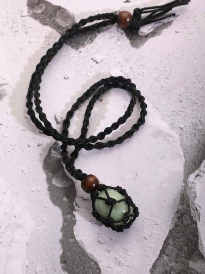 Fairycore 1pc Boho Random Color Stone Decor Pendant Necklace For Women For Daily Decoration