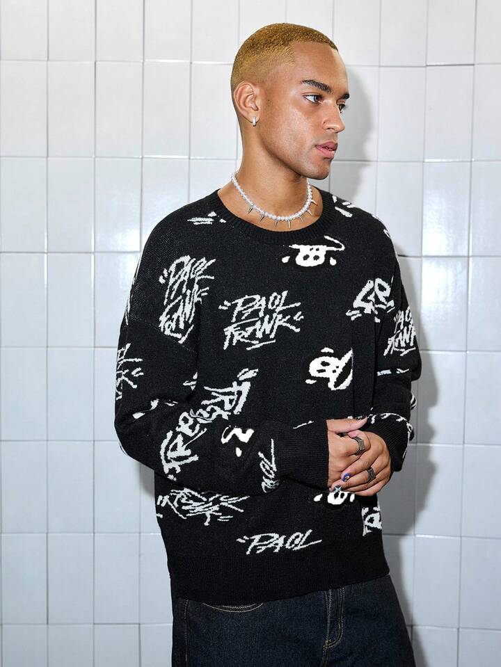 Paul Frank X ROMWE Men Cartoon Pattern Crew Neck Long Sleeve Sweater , Fall Winter 5 Paul Frank X ROMWE Men Cartoon Pattern Crew Neck Long Sleeve Sweater , Fall Winter