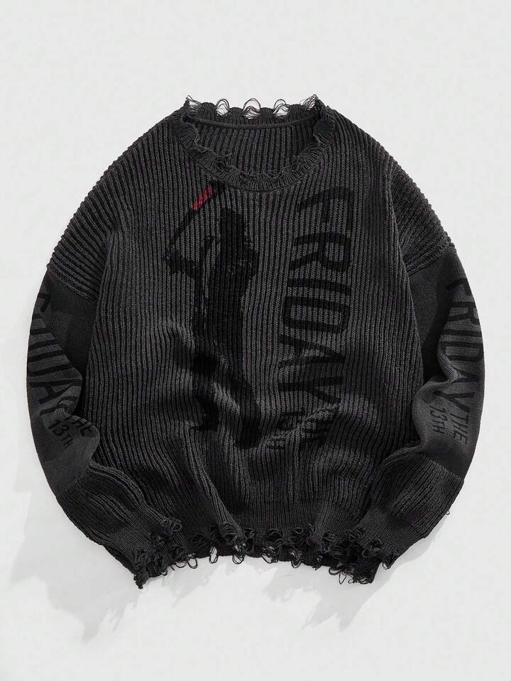 Friday the 13th X ROMWE Men's Crew Neck Horror Movie Pattern Knit Sweater, Dark & Cool, Fall Winter 6 Friday the 13th X ROMWE Men's Crew Neck Horror Movie Pattern Knit Sweater, Dark & Cool, Fall Winter