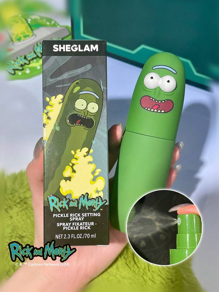 Rick and Morty X SHEGLAM Pickle Rick Setting Spray Moisturizing Long Lasting Fixer Spray Oil-Control Non-Greasy Setting Spray For Makeup Brand Beauty Makeup Face Paint Cosmetic For Women Girls Perfect For Winter Spring Ideal For Y2K Fancy Fashion Suitable For Birthday Gift Party Ready Best Color