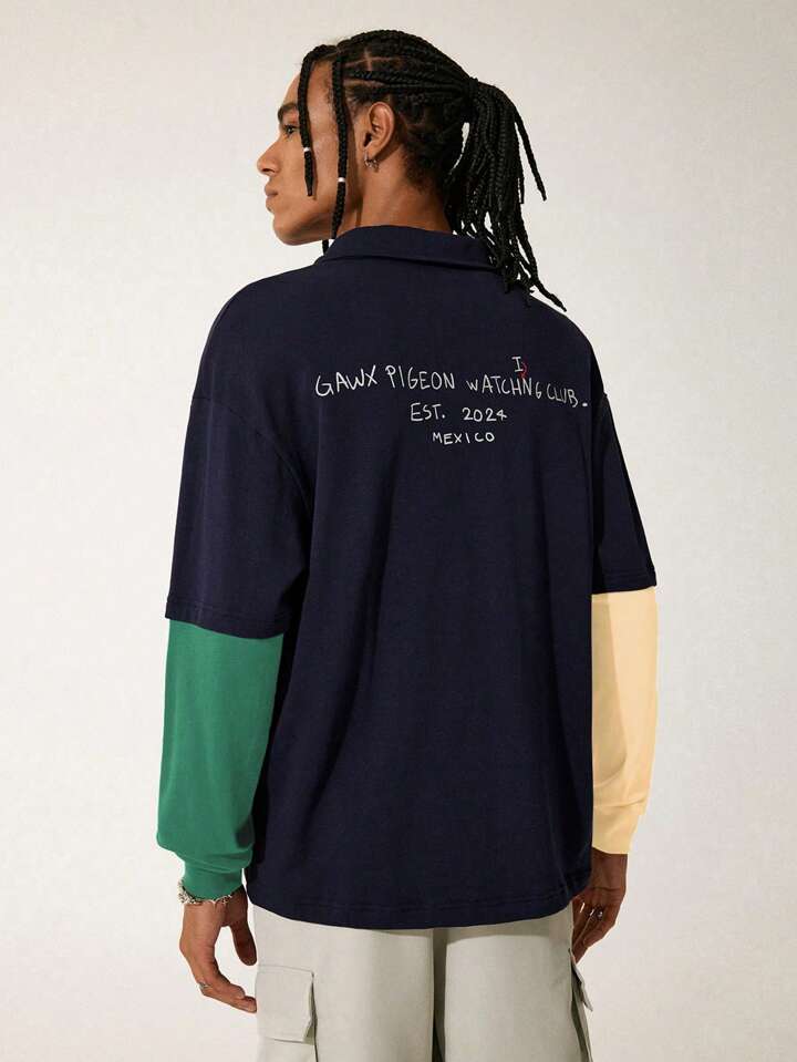 Artist Men's Color Block Printed Simple Casual Pullover Sweatshirt, Top, For Holiday, Vacation, Spring, Going Out, Festival, Workout, Ibiza Fits