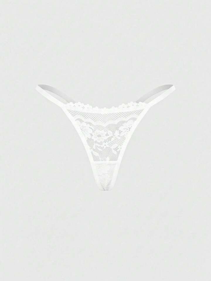 J-Fashion 1pc Y2K Sheer Lace Patchwork Sexy Thong Panties, For Valentine's Day