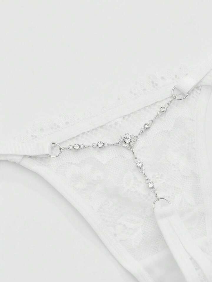 J-Fashion 1pc Y2K Sheer Lace Patchwork Sexy Thong Panties, For Valentine's Day