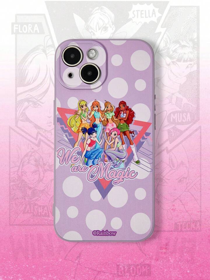 Winx Club X ROMWE 1pc Purple Soft Figure Graphic Phone Case