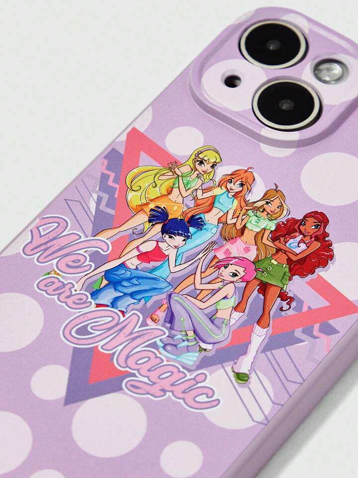 Winx Club X ROMWE 1pc Purple Soft Figure Graphic Phone Case