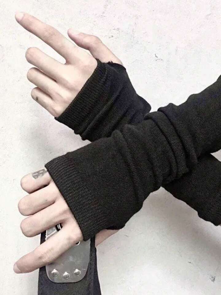 Grunge Punk 1pair Women Solid Arm Sleeves Halloween Accessories Winter GlovesCold Gloves 2 Grunge Punk 1pair Women Solid Arm Sleeves Halloween Accessories Winter GlovesCold Gloves