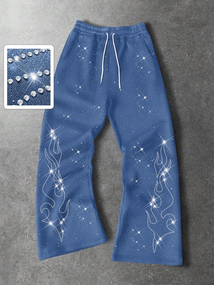 Street Life Men's Rhinestone Decor Fashion Sweatpants