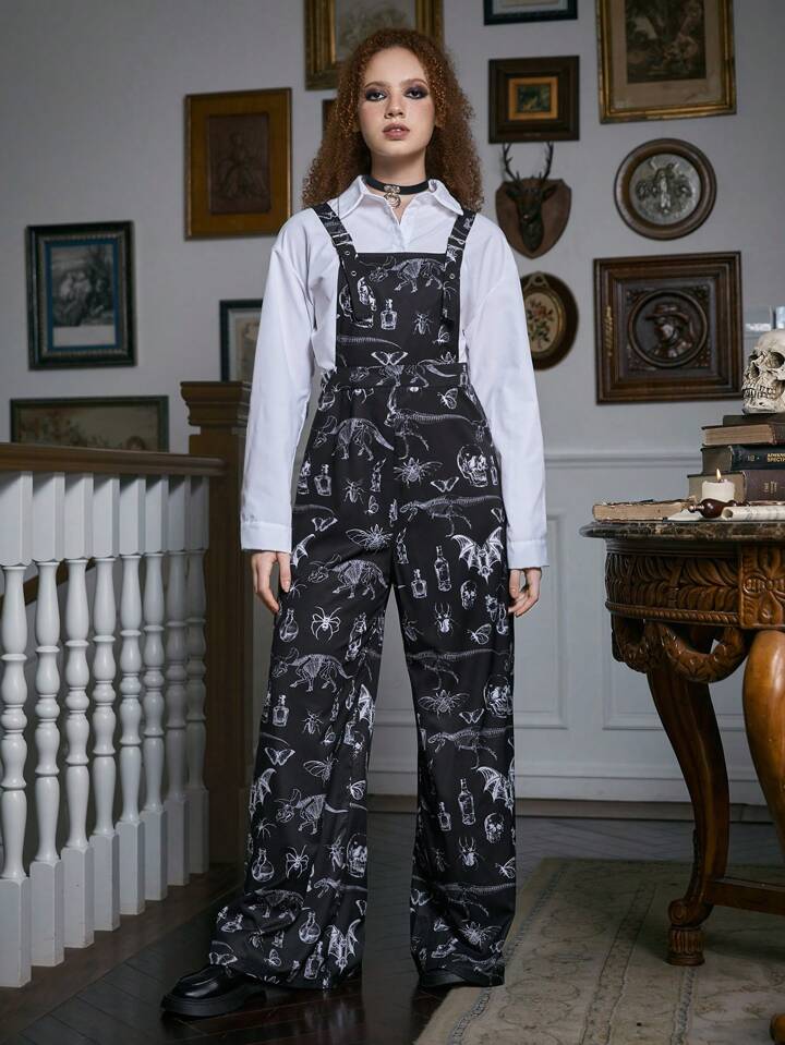 Academia Allover Print Overall Jumpsuit Without Blouse, School