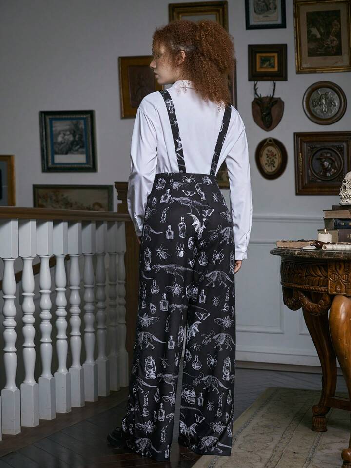Academia Allover Print Overall Jumpsuit Without Blouse, School