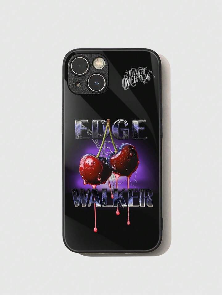 Grunge Punk 1pc Cherry Pattern Print HD Glass Anti-Fall Phone Case Hard Compatible With IPhone