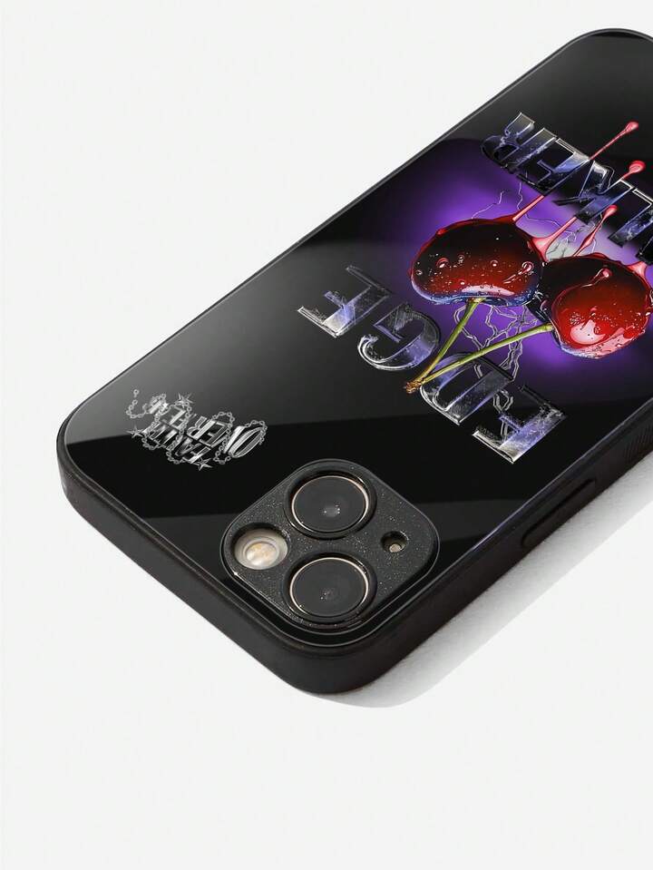 Grunge Punk 1pc Cherry Pattern Print HD Glass Anti-Fall Phone Case Hard Compatible With IPhone