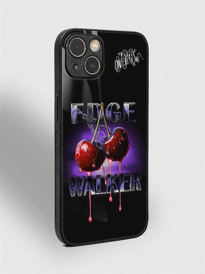 Grunge Punk 1pc Cherry Pattern Print HD Glass Anti-Fall Phone Case Hard Compatible With IPhone