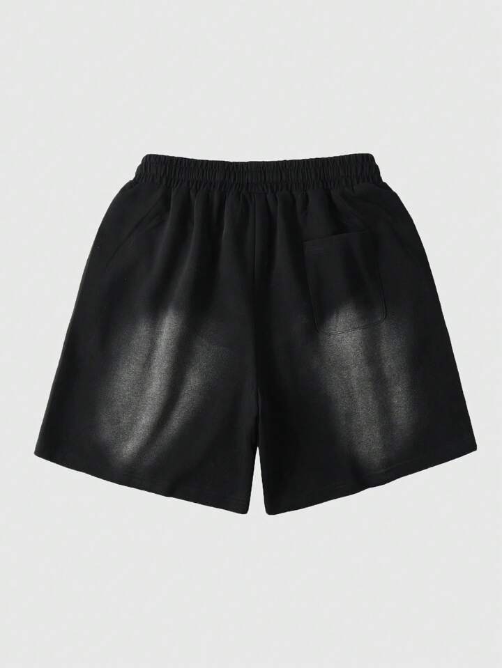 Men's Street Life Distressed Flame & Diamond Print Loose Shorts
