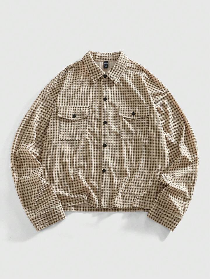 Street Life Men's Plaid Long Sleeve Single-Breasted Casual Pocket Overcoat, Autumn/Winter