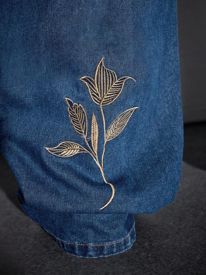 Street Life Men's Floral Embroidered Pocket Distressed Wide Leg Loose Casual Jeans 4 Street Life Men's Floral Embroidered Pocket Distressed Wide Leg Loose Casual Jeans