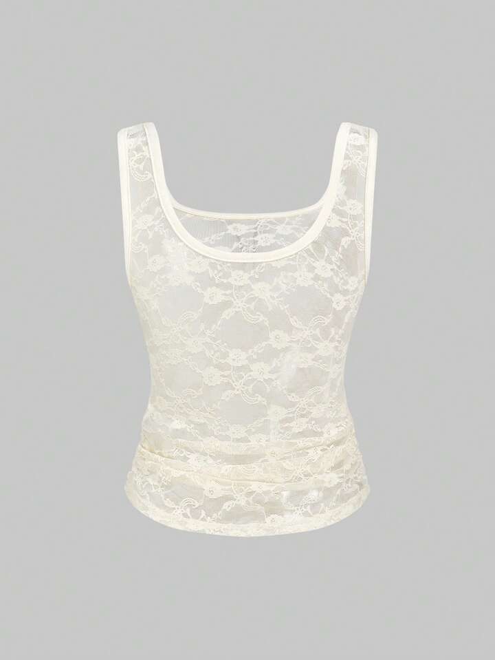 ROMWE Avant Y2K See-Through Lace U-Neck Women's Camisole