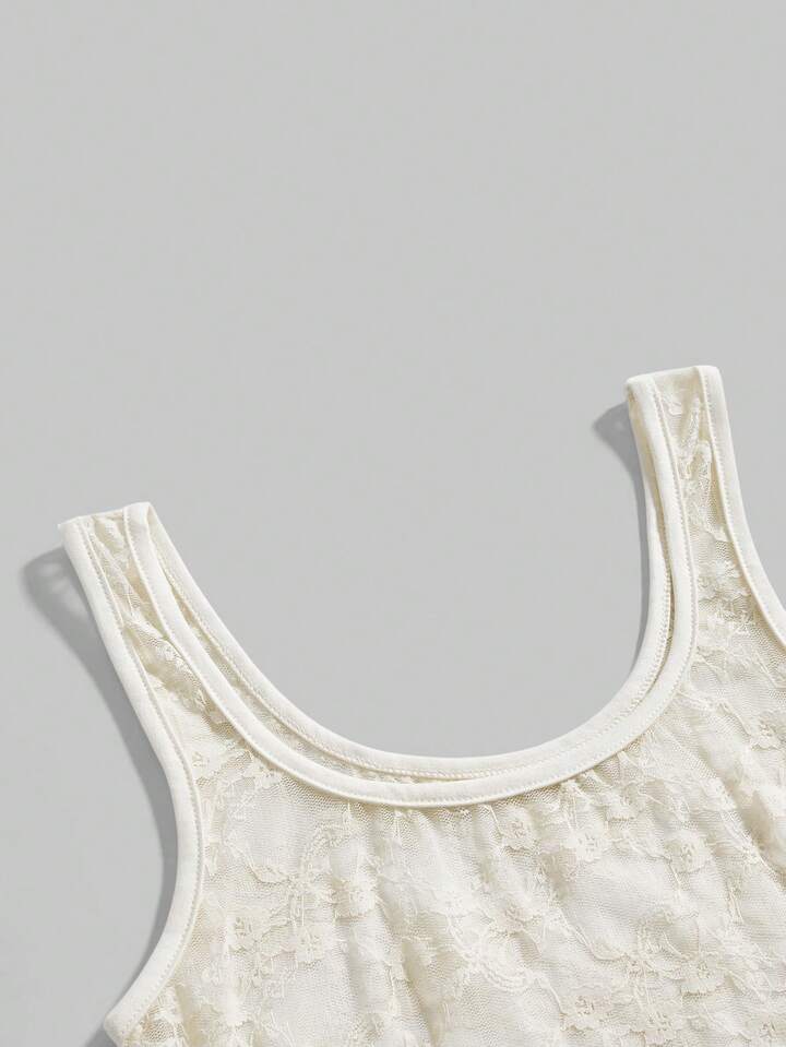 ROMWE Avant Y2K See-Through Lace U-Neck Women's Camisole