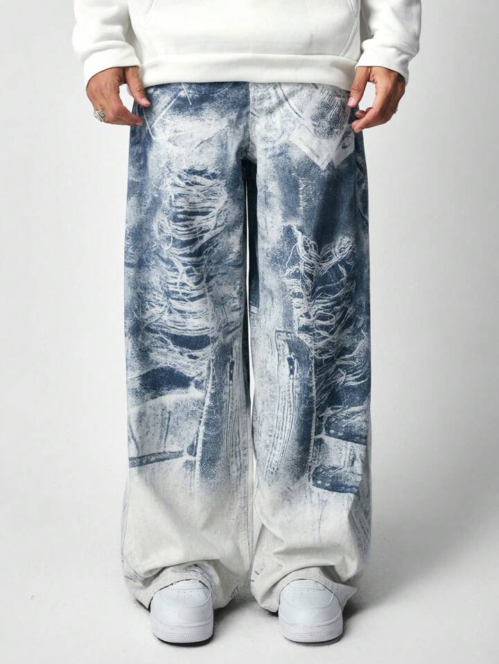 Street Life Men's Loose Wide Leg Baggy Cargo Jeans, And Casual