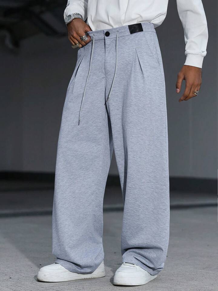 Casual Solid Color Straight Leg Sweatpants, Suitable For All Seasons, Loose Fit, Unisex, Streetwear