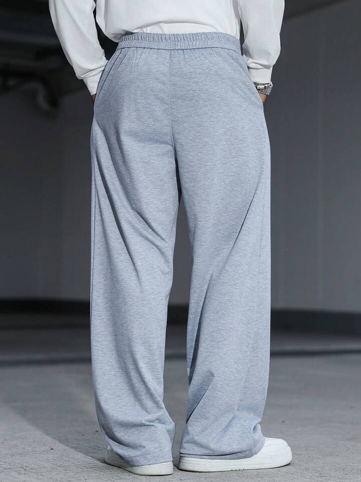 Casual Solid Color Straight Leg Sweatpants, Suitable For All Seasons, Loose Fit, Unisex, Streetwear 2 Casual Solid Color Straight Leg Sweatpants, Suitable For All Seasons, Loose Fit, Unisex, Streetwear