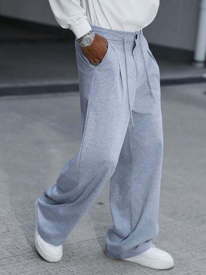 Casual Solid Color Straight Leg Sweatpants, Suitable For All Seasons, Loose Fit, Unisex, Streetwear 3 Casual Solid Color Straight Leg Sweatpants, Suitable For All Seasons, Loose Fit, Unisex, Streetwear