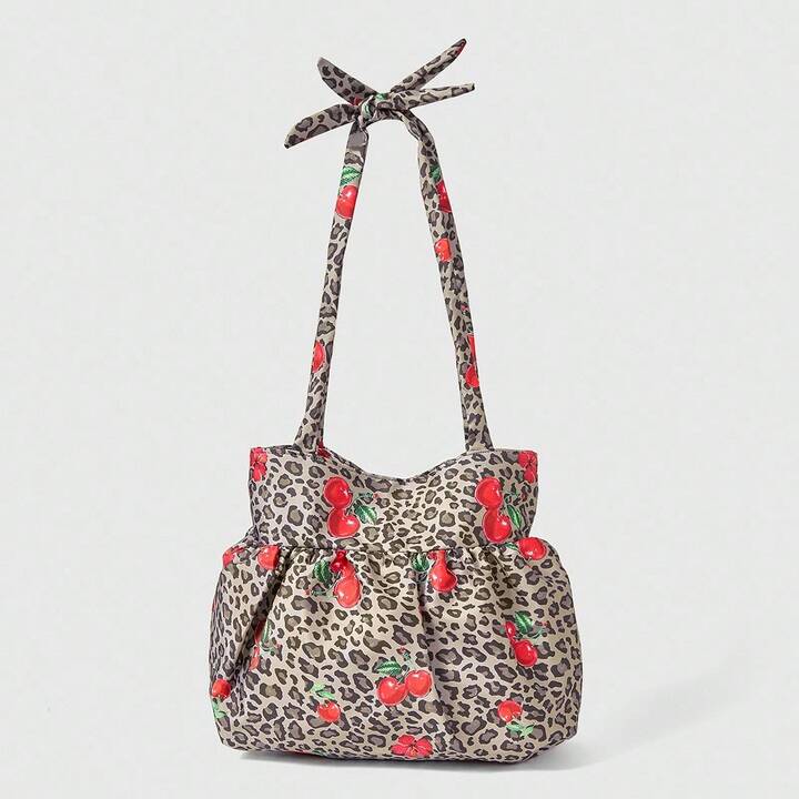Anime 1. Cute Bow Retro Heart Shaped Women's Shoulder Bag 2. Minimalist Polka Dot Summer Floral & Music Note Large Capacity Tote Bag, Fits Laptop, Suitable For Commuting, School, Shopping, Etc.