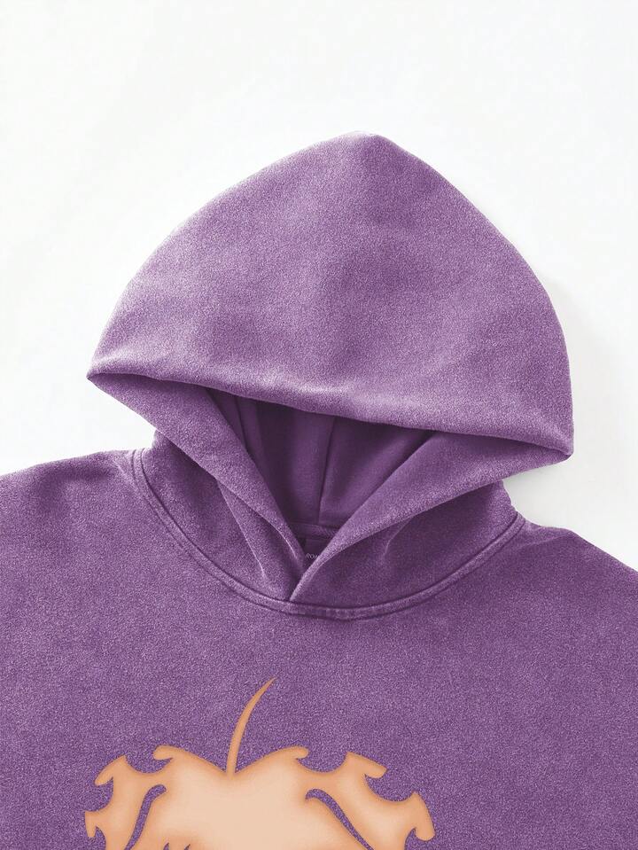 Betty Boop | ROMWE Men's Washed Cartoon Graphic Loose Fit Hoodie, Long Sleeve Top 3 Betty Boop | ROMWE Men's Washed Cartoon Graphic Loose Fit Hoodie, Long Sleeve Top